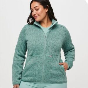 FIGS On-Shift Sweater Knit Jacket in Seaglass